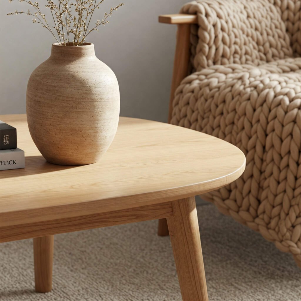 coffee table with a ceramic