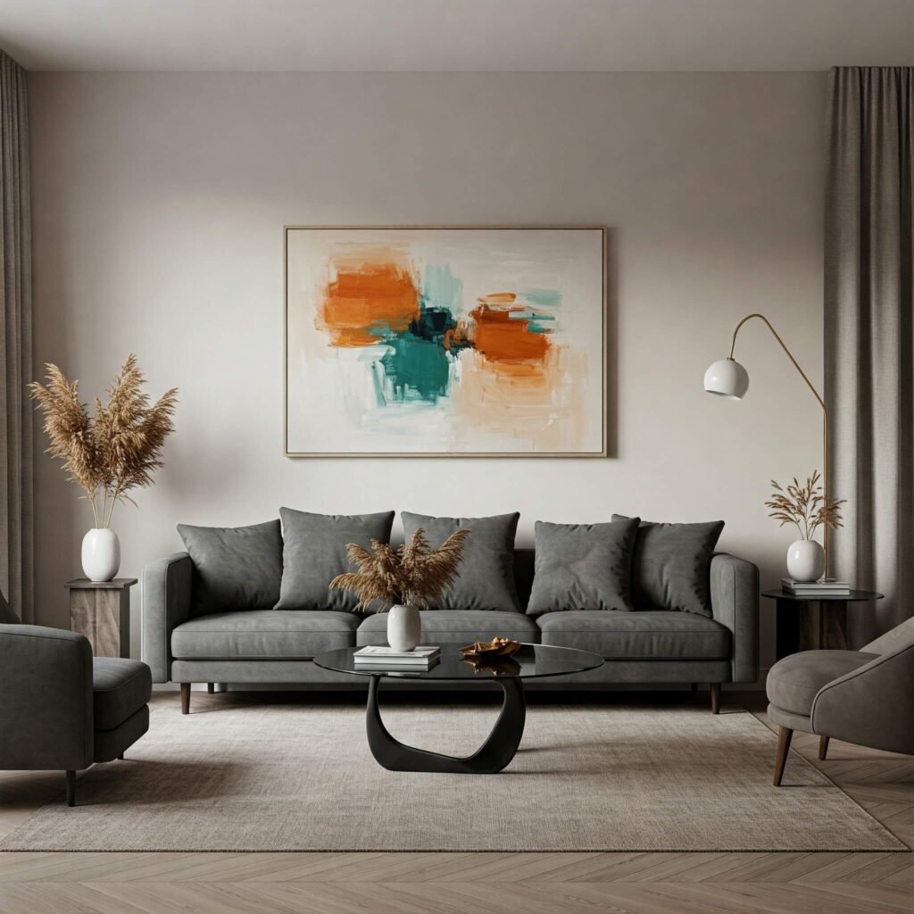 Modern Living Room with Carefully Selected Wall Art