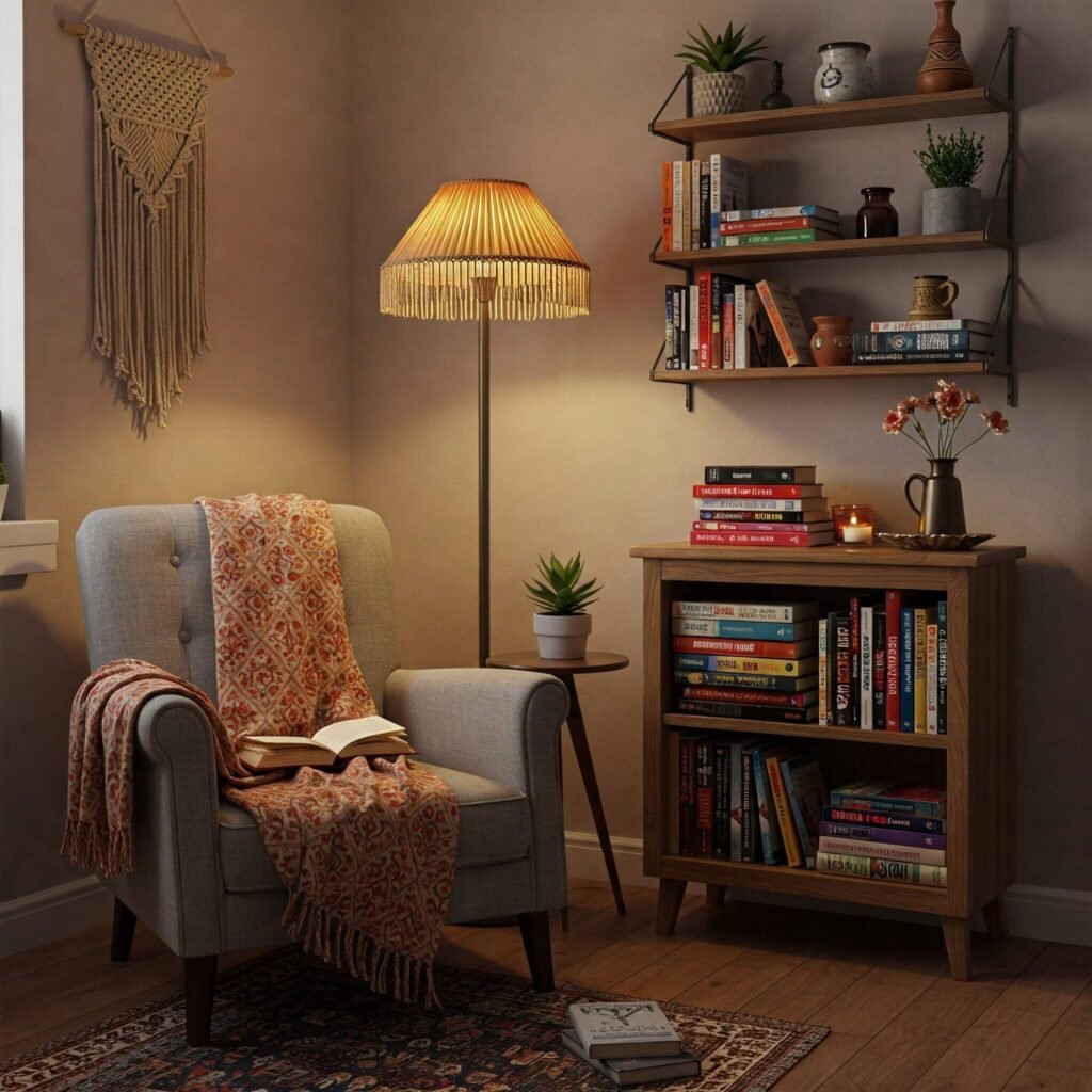 Cozy Reading Nook with a Bohemian Vibe