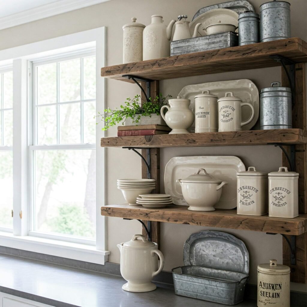 Farmhouse Kitchen Decor: Open Shelving Ideas