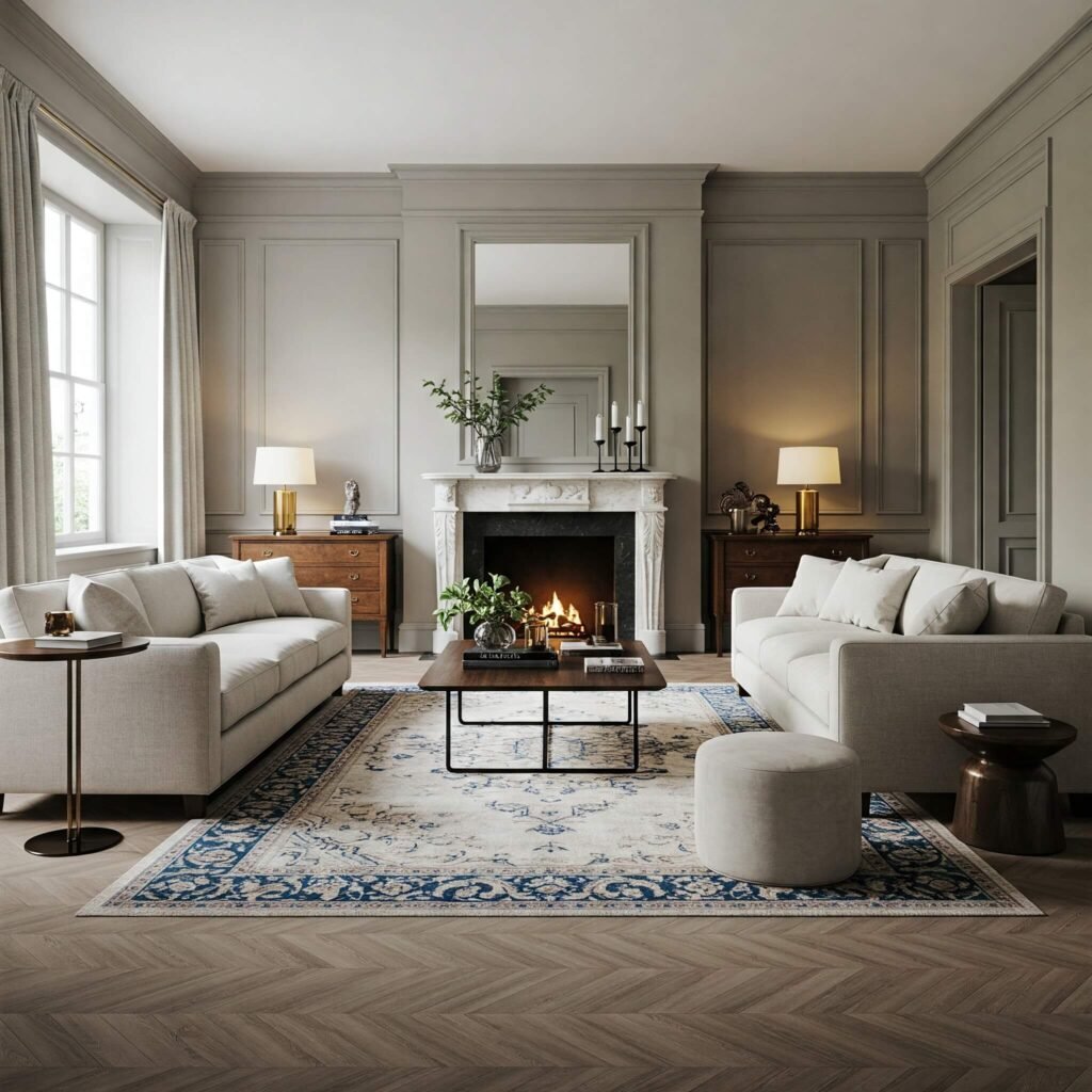 Elegant Living Room with Fireplace
