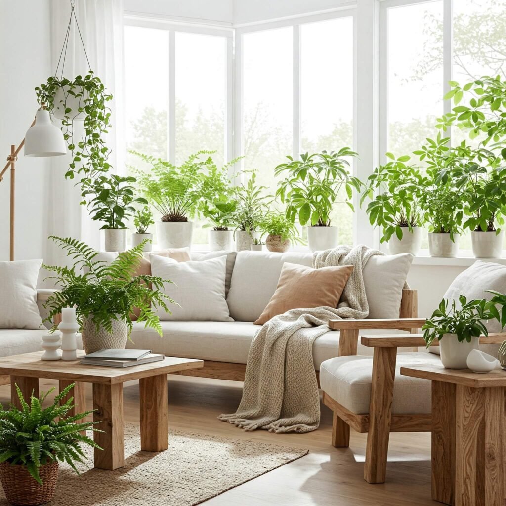 Natural, sustainable interior design space.