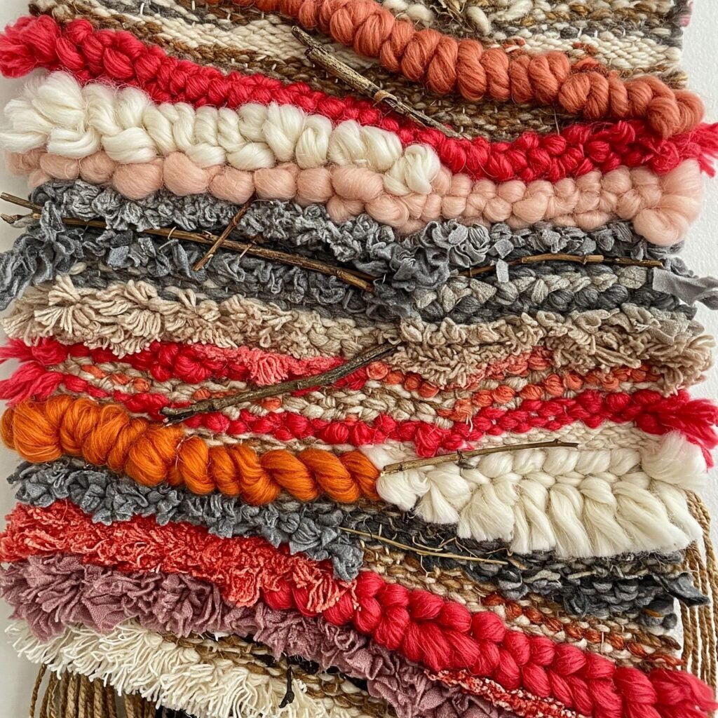 Textured Woven Wall Hanging with Earthy Tones