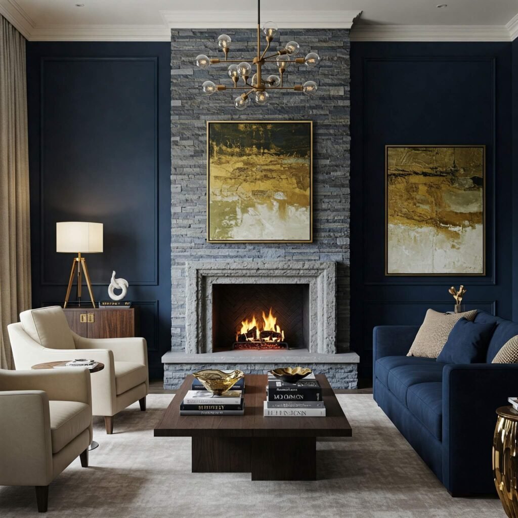 Living Room with Modern Fireplace